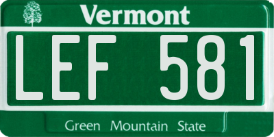 VT license plate LEF581