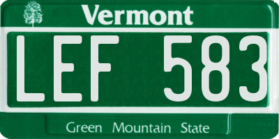 VT license plate LEF583
