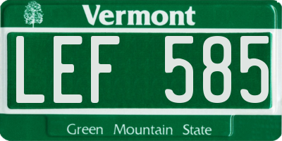 VT license plate LEF585