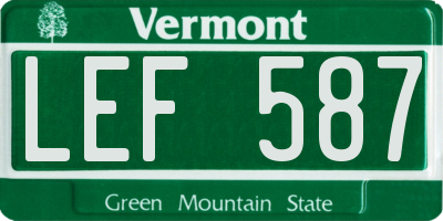 VT license plate LEF587