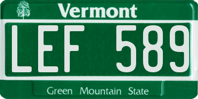 VT license plate LEF589