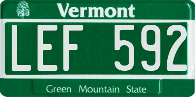 VT license plate LEF592