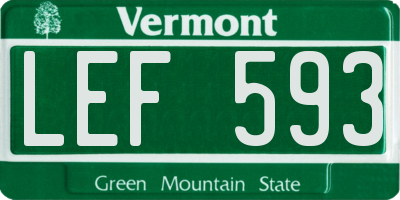 VT license plate LEF593