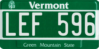 VT license plate LEF596