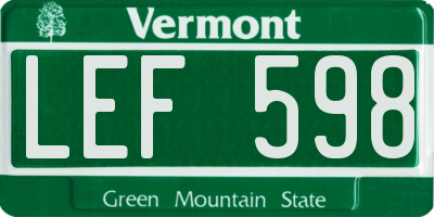 VT license plate LEF598
