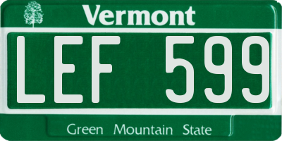 VT license plate LEF599