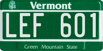 VT license plate LEF601