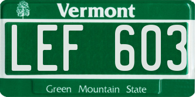 VT license plate LEF603
