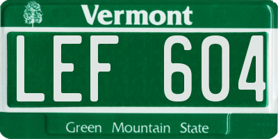 VT license plate LEF604