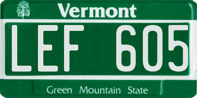 VT license plate LEF605