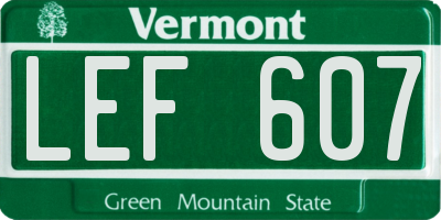 VT license plate LEF607