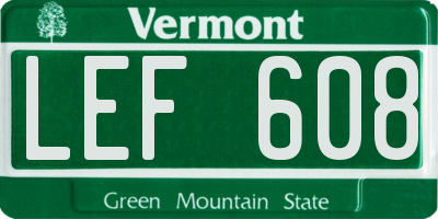 VT license plate LEF608