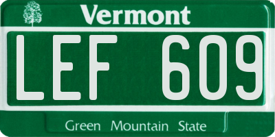 VT license plate LEF609