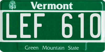 VT license plate LEF610