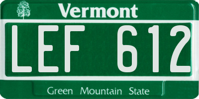 VT license plate LEF612