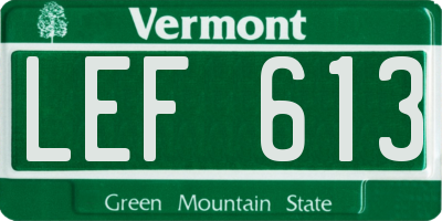 VT license plate LEF613
