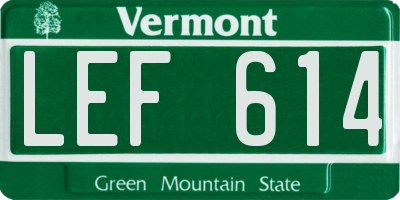 VT license plate LEF614