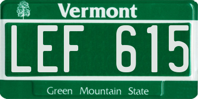 VT license plate LEF615