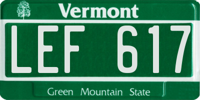 VT license plate LEF617