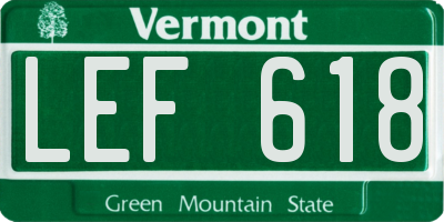 VT license plate LEF618