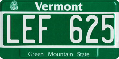 VT license plate LEF625