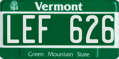VT license plate LEF626