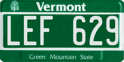 VT license plate LEF629