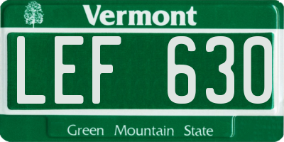 VT license plate LEF630