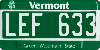 VT license plate LEF633