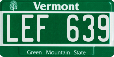 VT license plate LEF639