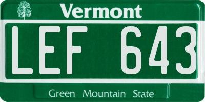 VT license plate LEF643