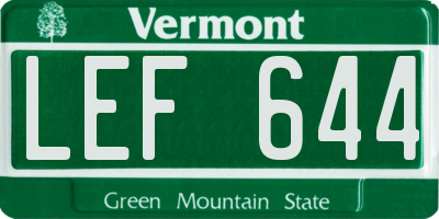 VT license plate LEF644
