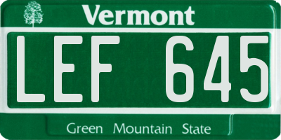 VT license plate LEF645