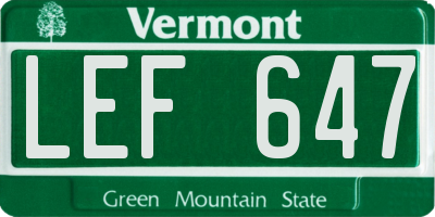 VT license plate LEF647