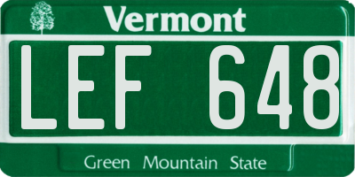 VT license plate LEF648