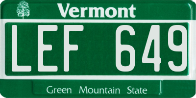 VT license plate LEF649