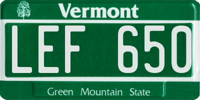 VT license plate LEF650