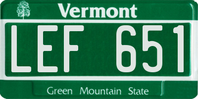 VT license plate LEF651