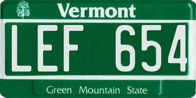 VT license plate LEF654