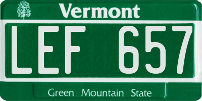 VT license plate LEF657