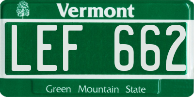 VT license plate LEF662