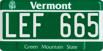 VT license plate LEF665