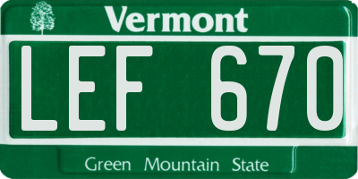 VT license plate LEF670