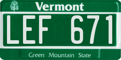 VT license plate LEF671