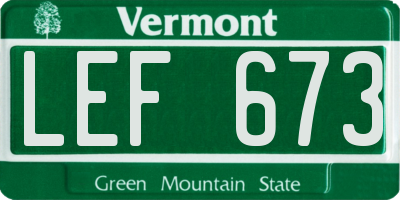 VT license plate LEF673