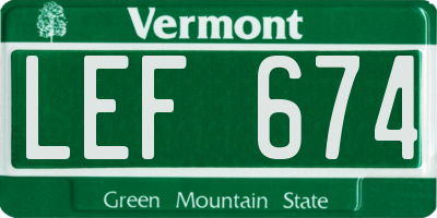 VT license plate LEF674