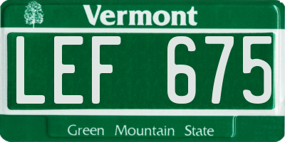 VT license plate LEF675
