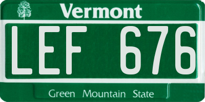 VT license plate LEF676