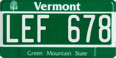VT license plate LEF678