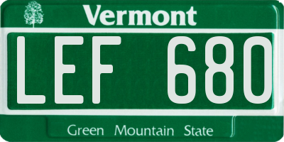 VT license plate LEF680